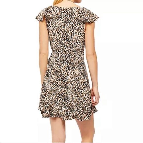Free people leopard print wrap ruffle mini dress - Picture 3 of 16